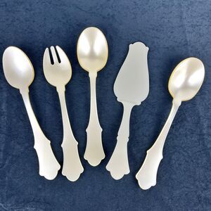 Set Of 5 Vintage Ivory Melamine Serving Set French Provincial Style 1970s MCM